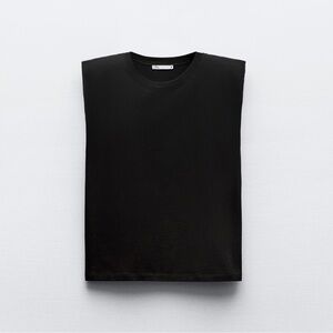 Zara Black Shoulder pad sleeveless T-shirt